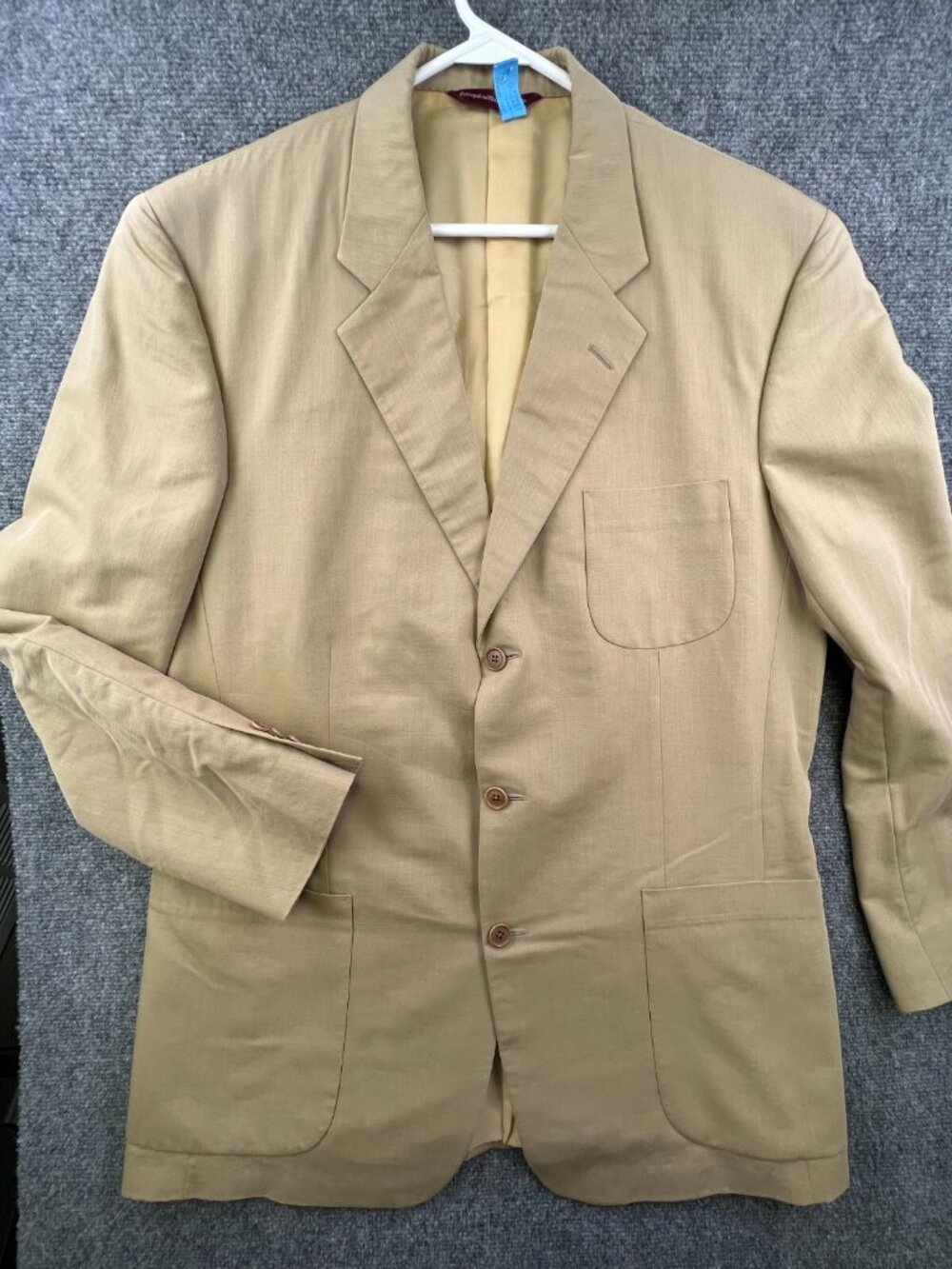 Samuelsohn Blazer Mens Tan 44L Long Wool Cotton Blend Suit Jacket Adult